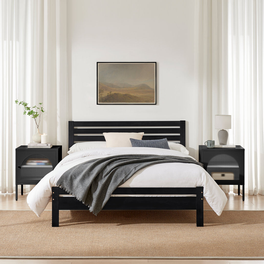 ClassicLiving Aichele Classic Solid Wood Bed Frame - Simple Scandi Design, Modern Home Dark Grey Double (4'6)