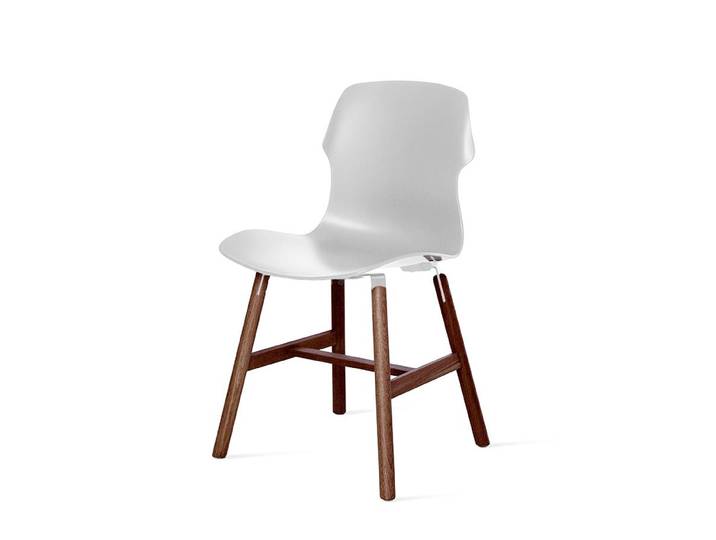 CASAMANIA set de 2 chaises STEREO WOOD (Blanc - Polypropylène / Bois massif noyer)