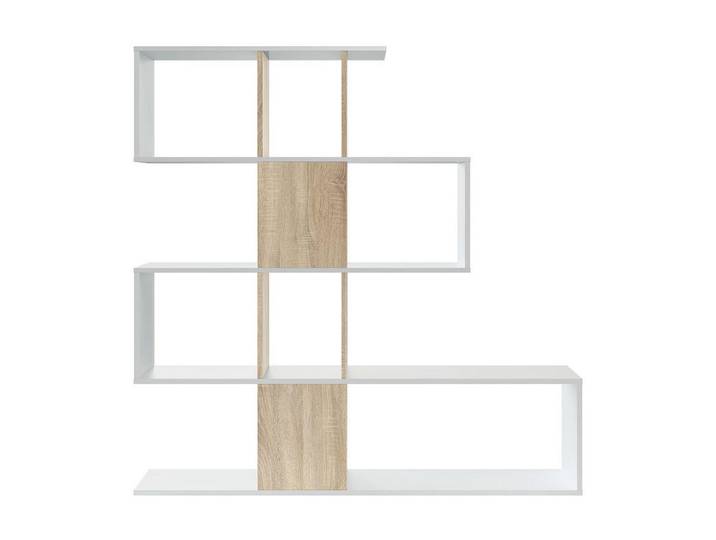 Calicosy Bücherregal mit 4 Ebenen und 11 Aufbewahrungsfächern H145 cm, Apfelbaumfarben, 28x145x145 cm, Wohnzimmer, Regale, Bücherregale