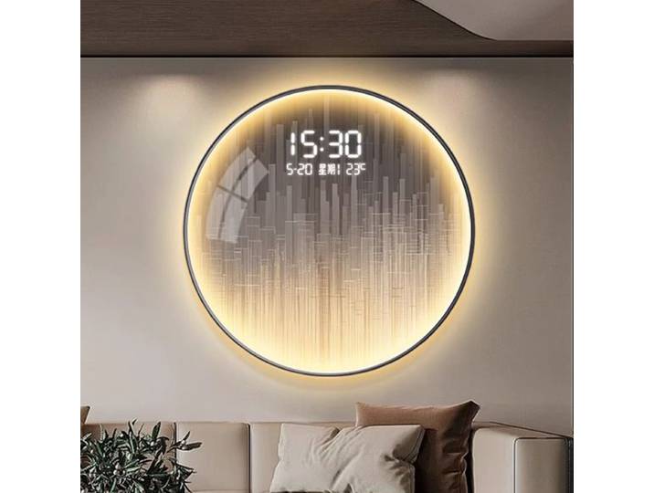 Grands horloges murales nordiques, numériques minimalistes, modernes, pour salon, ornements, luxe, silencieux, avec lumière