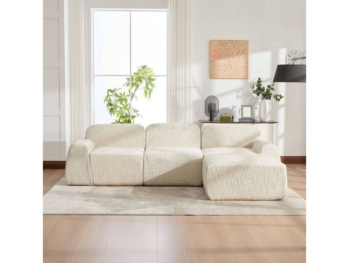 Canapé modulable canapé 3 places en chenille beige