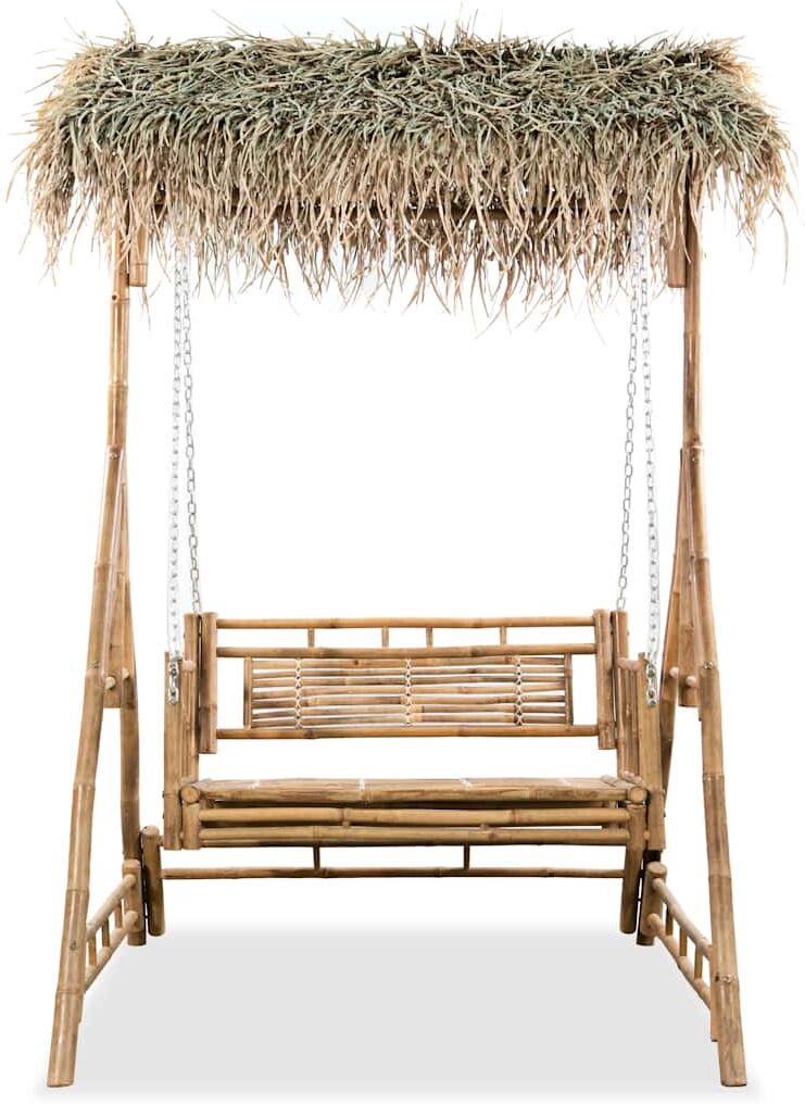 vidaXL Balancelle à 2 places avec feuilles de palmier Bambou 202 cm