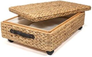 happimess Hyacinth/Wood Underbed Storage Bin with Wheels & Handles