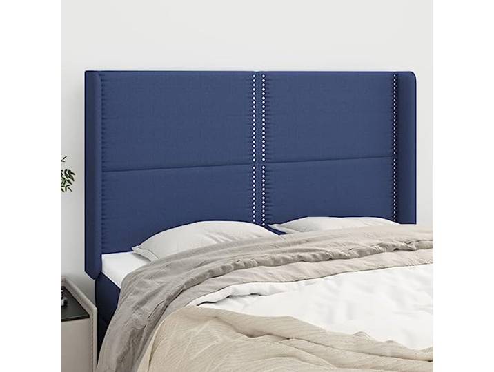 KTHLBRH Klassisches blaues Kopfteil aus strapazierfähigem Stoff für Betten, elegantes Design mit Beinen aus massivem Lärchenholz, höhenverstellbar und ideale Rückenunterstützung