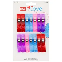 Prym Love Stoffklammern, bunt, Größe: 5,5 cm, Inhalt: 14 Stück