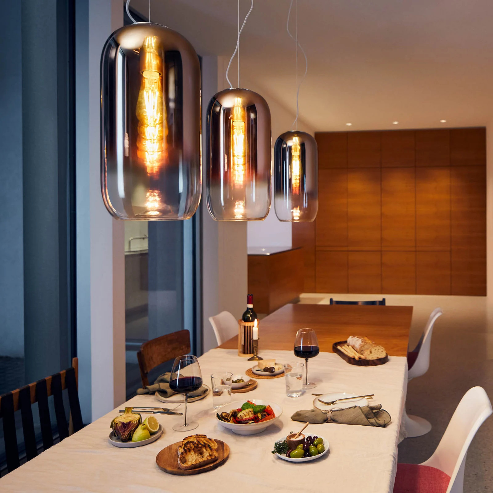 Artemide Gople Hanglamp - Koper/Zwart - Glas