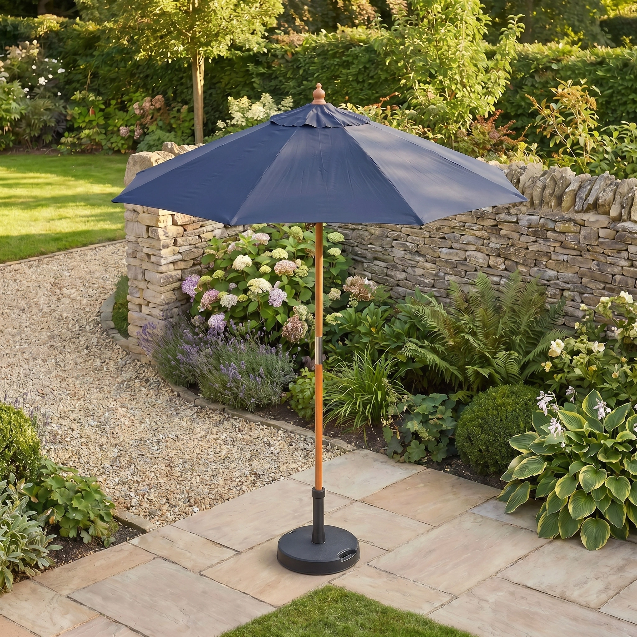 Harbour Lifestyle Kratos 2m Round Wooden Parasol in Navy