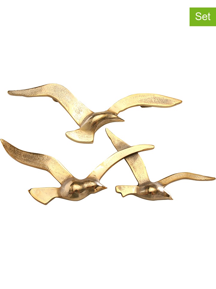 Boltze 2er-Set: Wandobjekte "Vogel" in Gold - (B)35 cm - onesize