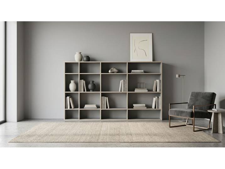 Bibliothèque en multiplex Mélaminé premium Gris Bord contre­plaqué