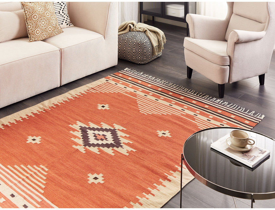 Natur Pur Devyn Cotton Hand Woven Kilim Orange Rectangle 160 x 230cm