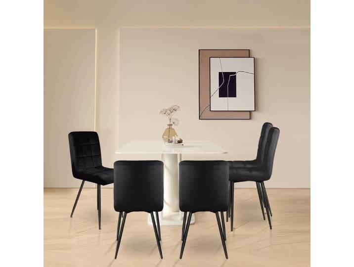 ERROLVES®Lot de 4 Chaises-(NOIR)-Surface en velours-Moderne