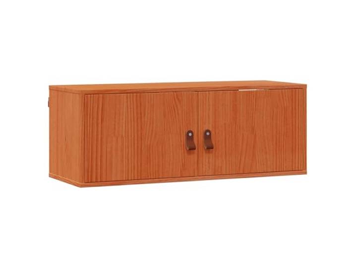 PUGYNBK Wandschrank, montiert, 2 Stück, Braun Kiefernholz, Türen mit Scharnieren, schwimmendes Design, platzsparend, multifunktional