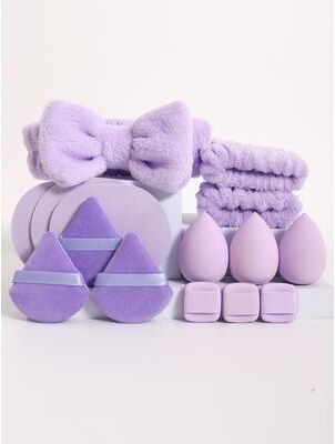 Modern Mode Marketplace Flawless Blend Makeup Sponge Set With Foundation Blender Headband And Wristbands purple