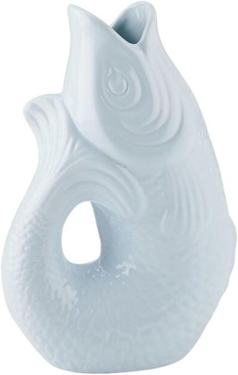 Blauwe decoratieve visvormige vaas met uniek design, Hoogte: 25 cm