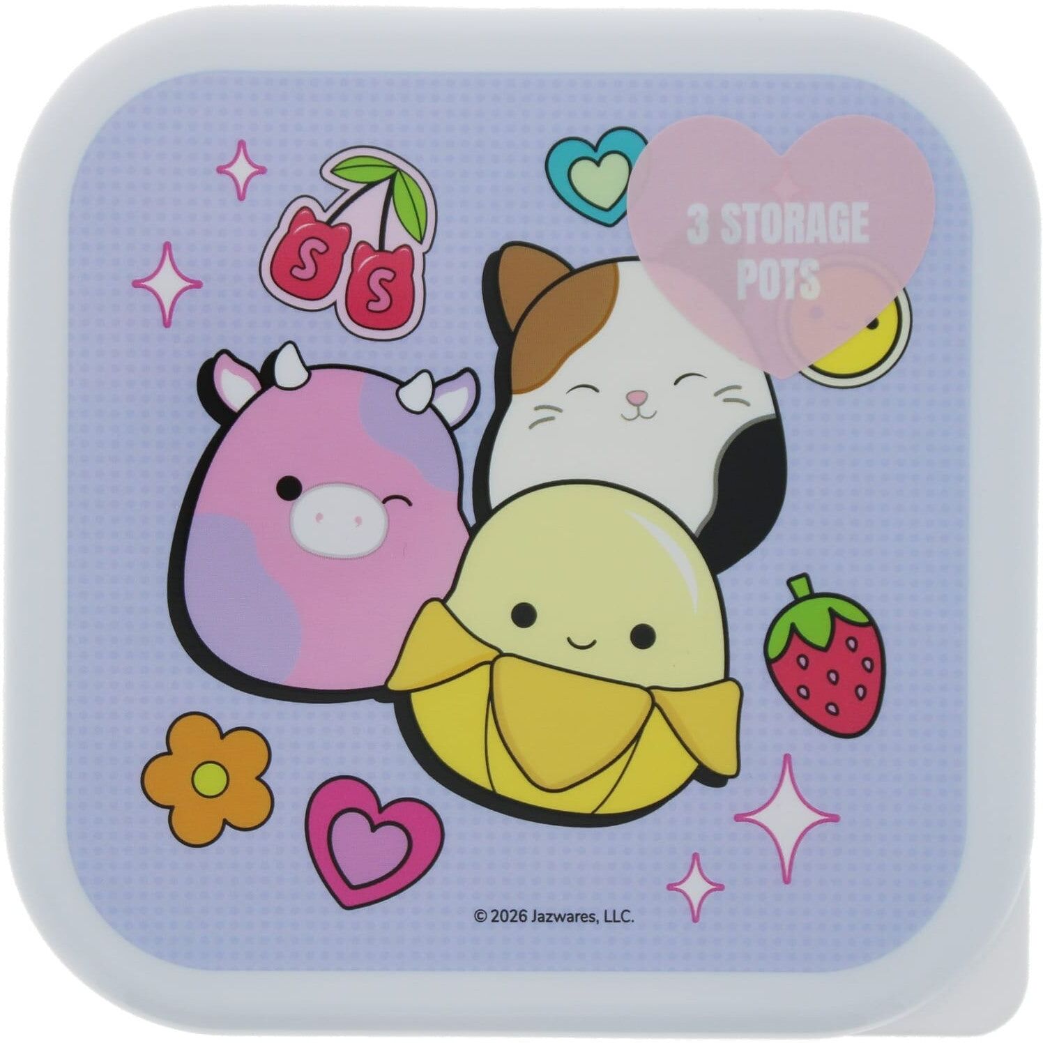 Thumbs Up Squishmallows Nesting Snack Boxes 3 Pack for Kids - Colorful Storage Boxes with Secure-Fitting Lids - Baby & Toddler Toy