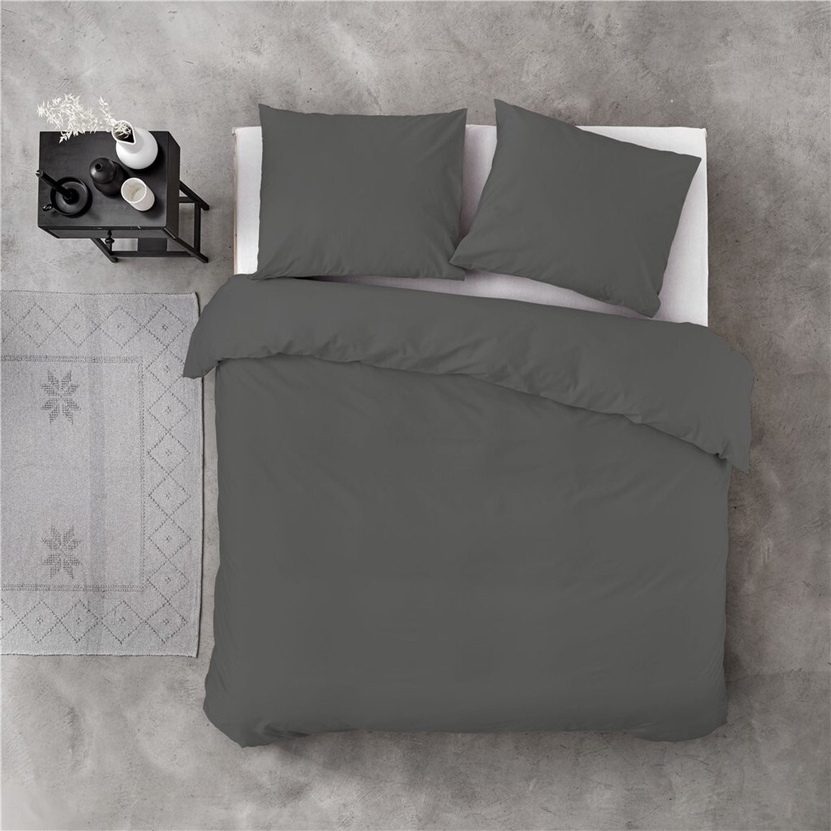 Byrklund Dekbedovertrek Sleep Softly - 100% Katoen - Off Black - 135 x 200 cm