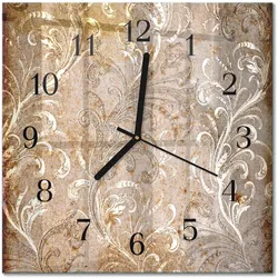 WANDUHR aus Glas 30x30 cm - Blumenmuster