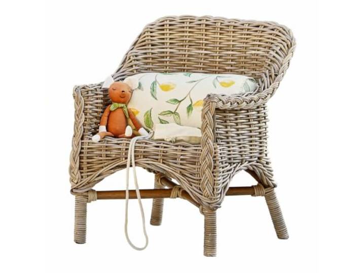 Loberon Kinderstuhl Narivena, braun Kids, Aufwendig geflochtenes Rattan, Sanftes Grau-Finish, Leicht und stabil