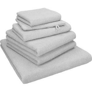 Betz Handtuch Berlin Set, silbergrau, 100% Baumwolle, 400 g/m², 2 Hand-, 1 Dusch-, 1 Gäste- & 1 Seiftuch, 1 Waschlappen