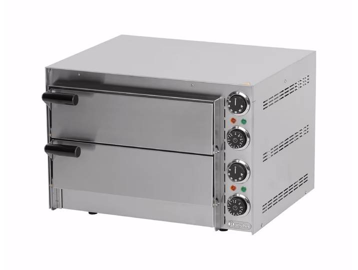 Bartscher Zweikammer-Pizzaofen Mini 2 – Gastro Backofen/Gastro Kochfeld/Gastro Mikrowelle – edelstahl