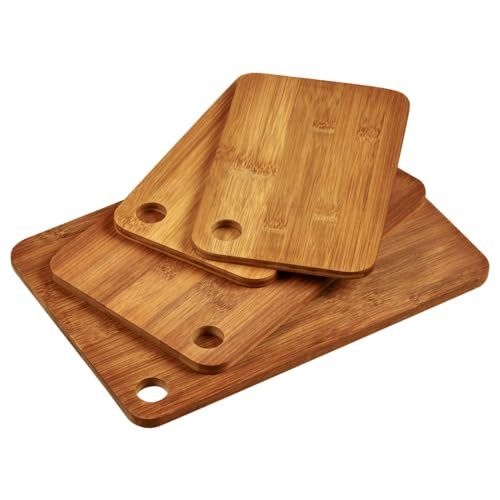 Kesper 4-delige bamboe snijplanken set, bruin/beige, rechthoekig