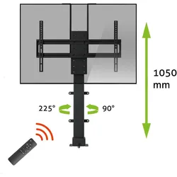 MonLines MLS041B Einbau TV Lift schwenkbar, 37-80 Zoll, 1050mm, schwarz (37" - 80"), TV Ständer, Schwarz