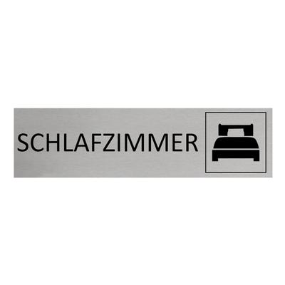 CombiCraft Aluminium Türschild Schlafzimmer 165x45mm mit 3M-Tape zur Befestigung, einfache Kennzeichnung von Räumen und Bereichen