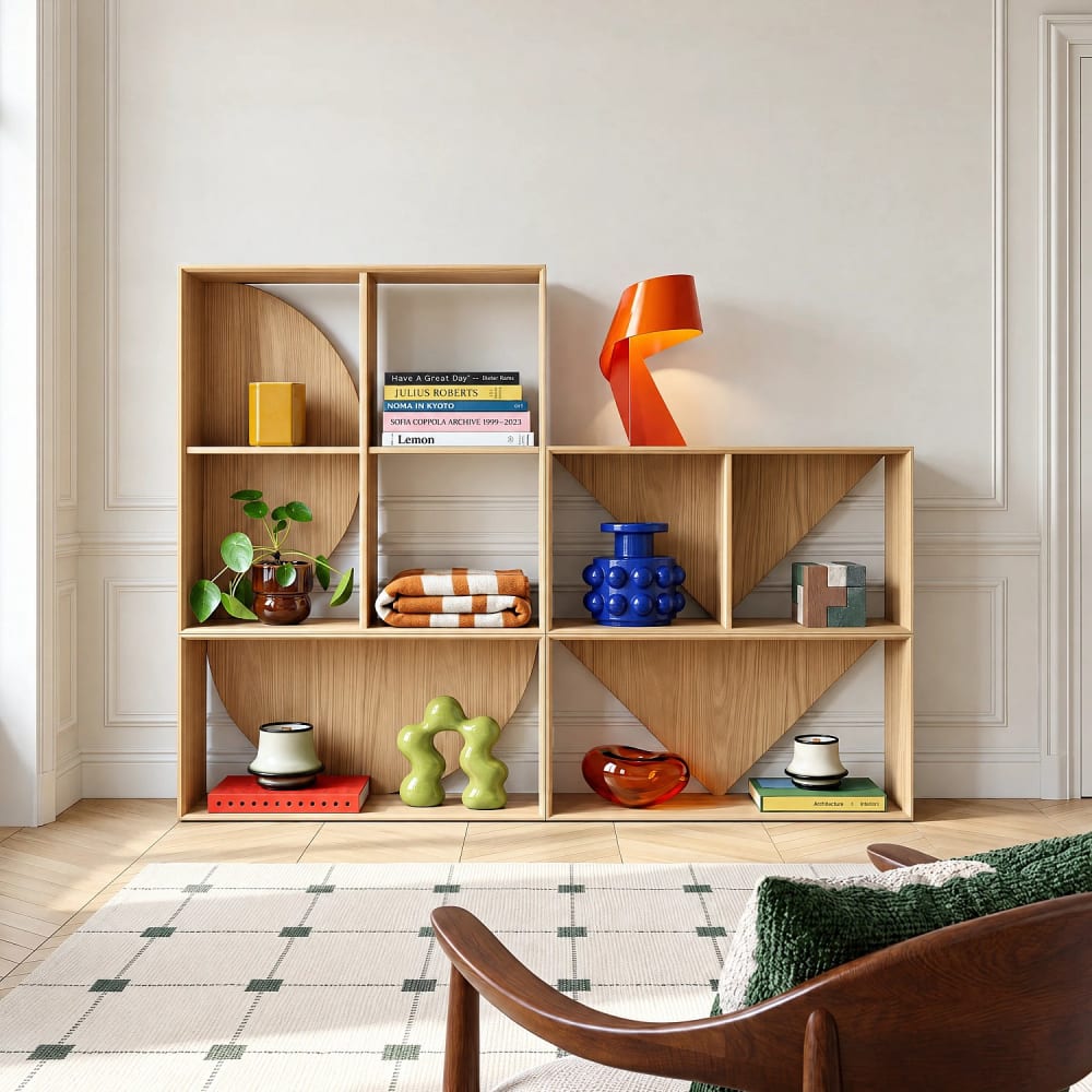 Habitat Etagère modulable avec fond en demi-lune - 4 casiers Marron 85x85x32cm