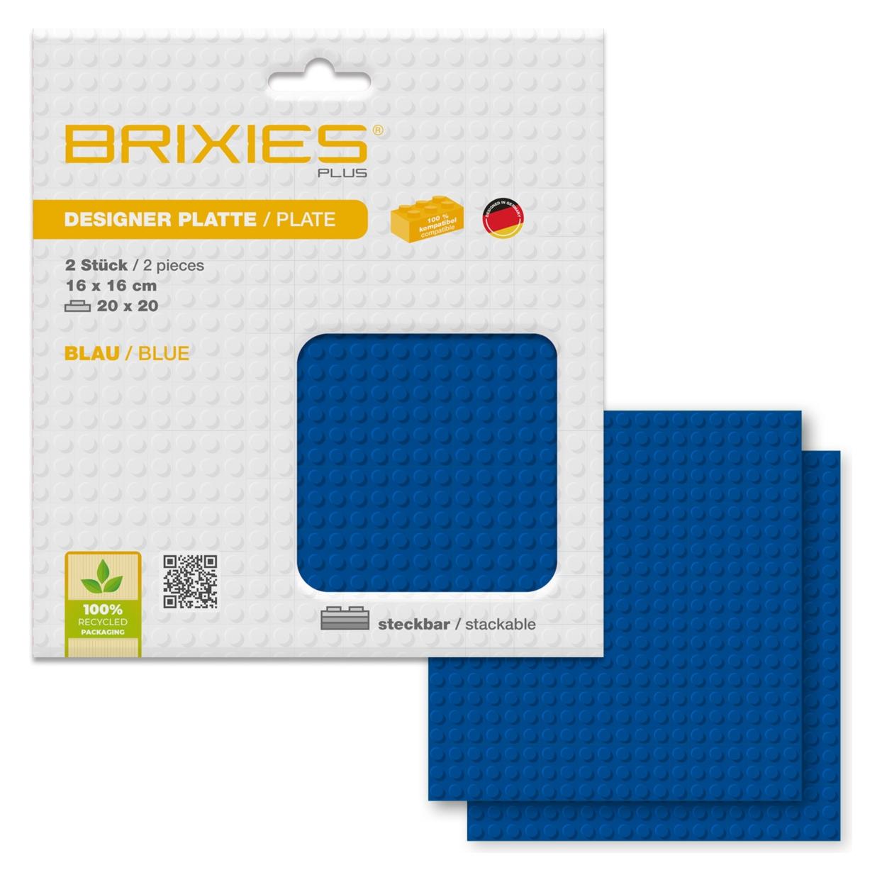 Brixies Bauplatte 20x20 Basic Doppelpack blau (225.015)