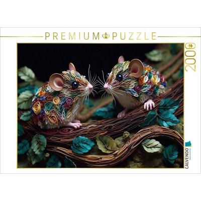 CALVENDO Puzzle Mäuse in Quilling Technik auf einem Ast | 2000 Teile Lege-Größe 90 × 67 cm Foto-Puzzle für glückliche Stunden