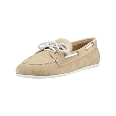 Bootsschuh JEFFREY CAMPBELL "Jeffrey Campbell Halbschuhe Veloursleder", Damen, Gr. 38, beige (beige, weiß), Veloursleder, Schuhe Bootsschuh