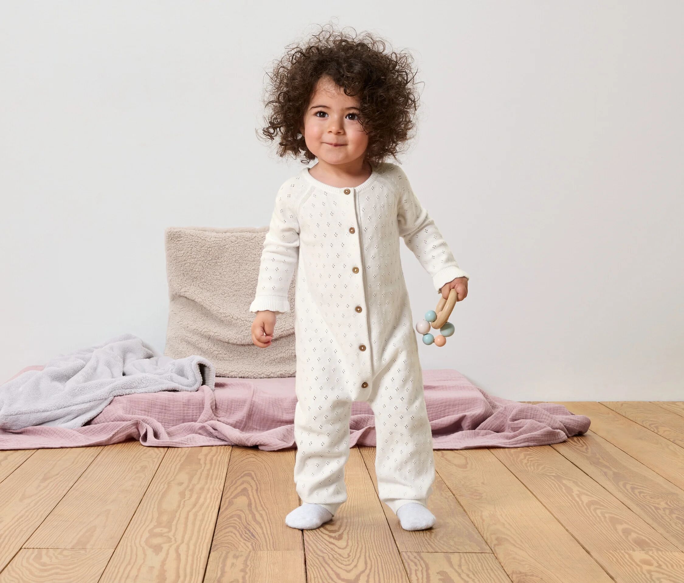 Tchibo - Baby-Strickstrampler mit Ajourmuster - Baby - Gr. 62/68 - weiss