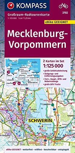 KOMPASS-Karten GmbH - KOMPASS GRK 3702 Mecklenburg-Vorpommern: 1:125000 (KOMPASS Großraum-Radtourenkarte, Band 3702) - Preis vom 09.10.2026 07:28:09 h