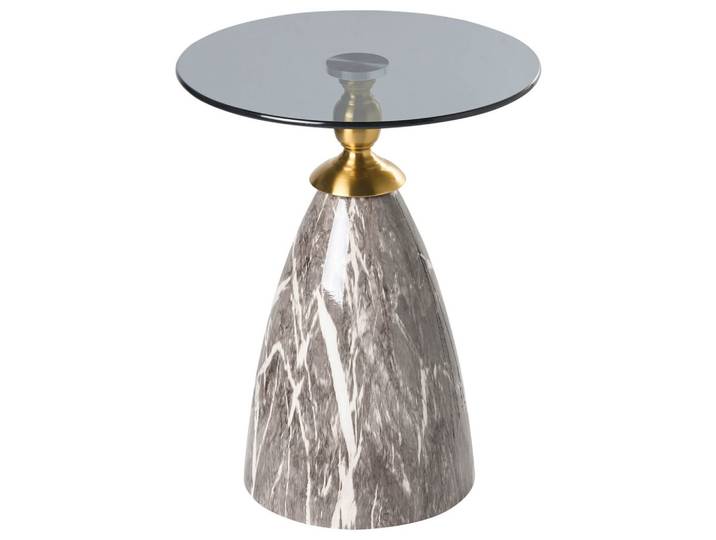 BEISTELLTISCH Sicherheitsglas Schwarzer Marmor Cady