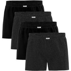 Seidensticker Herren Web-Boxershorts, 4er Pack - Boxer 4-Pack, Baumwolle, Logo Schwarz / L