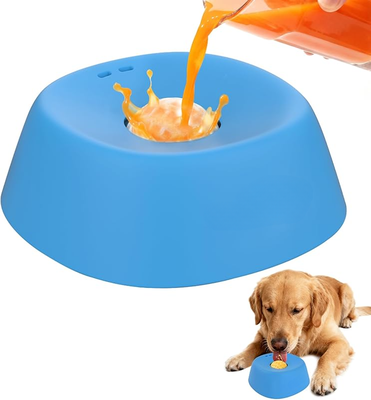 Friendly Fresh Finds Anti Choking Slow Feeder Dog Bowl Non Slip Lick Toy For Liquid Treats & Bone Broth blue