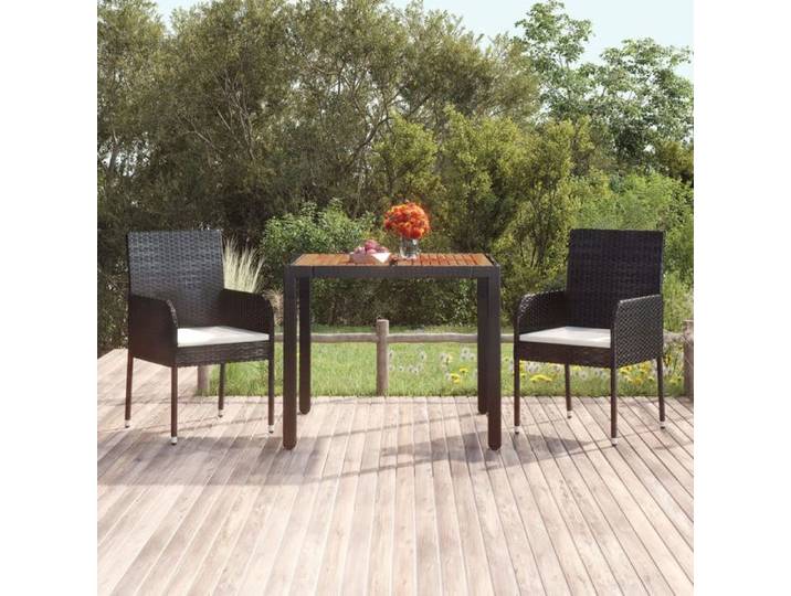 Automne/hiver  Noir Table de jardin dessus en bois Noir 90x90x75cm Résine tressée - Hauteur:75cm Nove9295519
