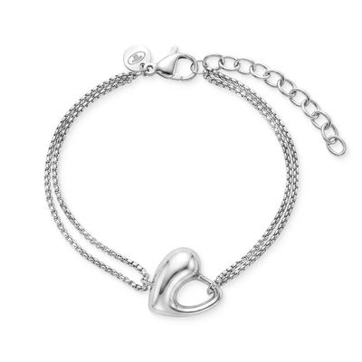 Armband TOM TAILOR "Herz", silber (edelstahlfarben), Armbänder, Damen, 20cm, Edelstahl, Armband