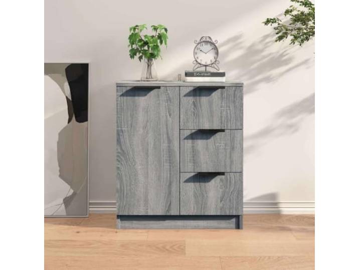 HEFZGDB Minimalistisches Sideboard für Wohnzimmer aus Holzwerkstoff mit glatter Oberfläche, multifunktionales Sideboard mit Wandhalterung und großer Stauraumkapazität, modernes Grau