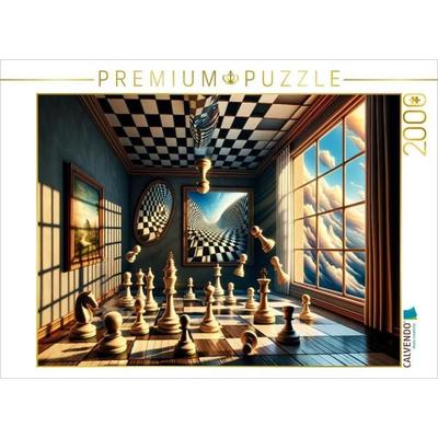CALVENDO Puzzle Schachgeflüster im Raum der Illusionen: Das Spiel, das Realität verbiegt | 2000 Teile Lege-Größe 90x67cm Foto-Puzzle für glückliche