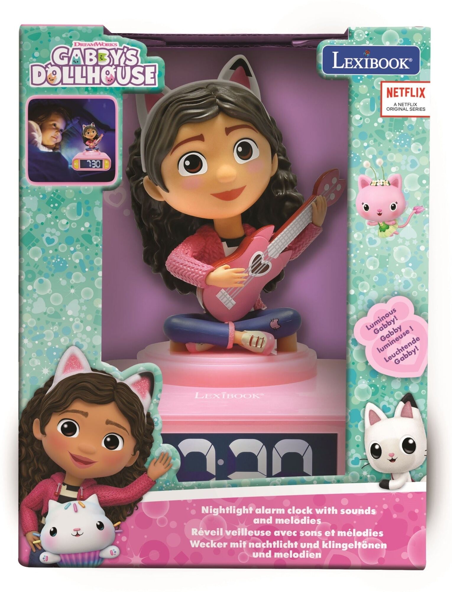 Lexibook Gabby’s Dollhouse Night Light Alarm Clock with Sounds for Kids, 6+ Years, 20 × 15 × 10 cm