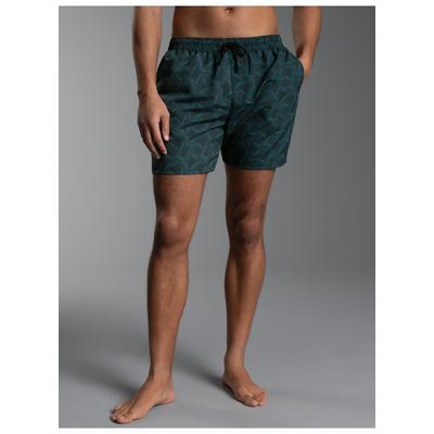 Shorts TRIGEMA "TRIGEMA Bade-/Freizeitshorts mit Druckmotiv", Herren, Gr. M, Normalgrößen, grün (saphir), Web, 50% Baumwolle, 50% Polyamid, Hosen Shorts
