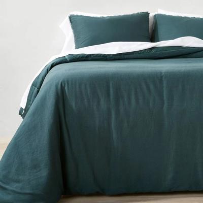 All Categories Goods Dark Teal Blue Full Queen Heavyweight Linen Blend Comforter & Sham Set,Cotton Sateen Backing Dark Teal Blue Full Queen Heavyweight Linen Blend Comforter & Sham Set,Cotton Sateen Backing