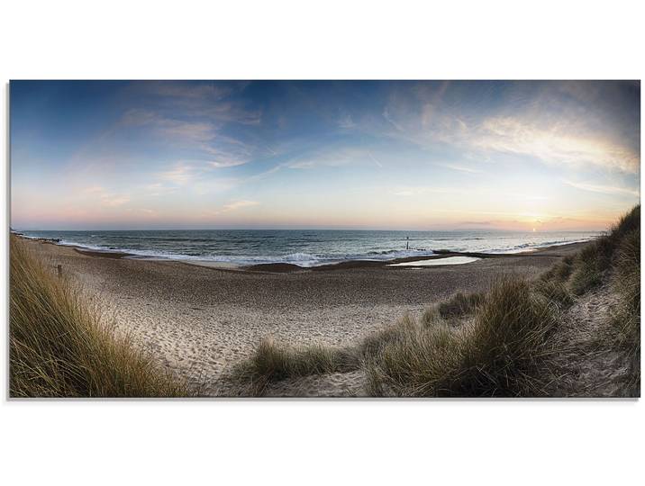 Glasbild ARTLAND Strand und Sanddünen am Hengistbury Head , blau (farbe bild(er): blau), B:100cm H:50cm, Bilder, Glasbild, in verschiedenen Grössen