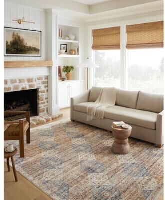 Alexander Home Anniki Traditional Diamond Area Rug with Micro Fringe