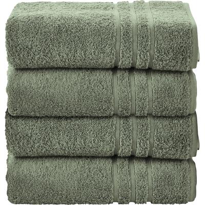Handtuch Set DONE. "Daily Uni", grün (khaki), 4 Stk., 4 Handtücher (50x100cm), Walkfrottier, Walkfrottier, Obermaterial: 100% Baumwolle, Handtücher, Uni Farben, saugfähiges Walkfrottier