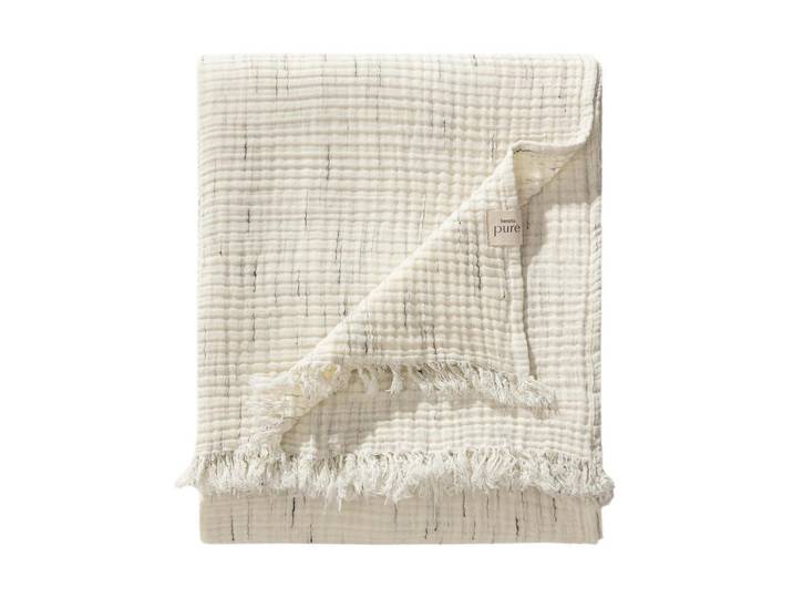 benuta Baumwolldecke Jona Cream 140/200 cm, Creme, Textil, Beton Optik, Rechteckig, 140x200 cm, Heimtextilien, Wohntextilien, Decken
