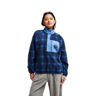Fleecepullover QUIKSILVER "Renek Polar", Damen, Gr. M, blau (schwarz navy check), Obermaterial: 100% Polyester., Pullover Fleecepullover