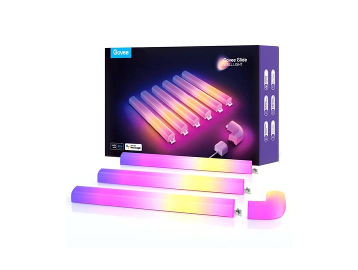 GOVEE LED Wandleuchte Govee Glide, 6+1, 45505 m, RGBIC , weiss (weiß), B:3,5cm L:180cm, Leuchten, LED Wandleuchte