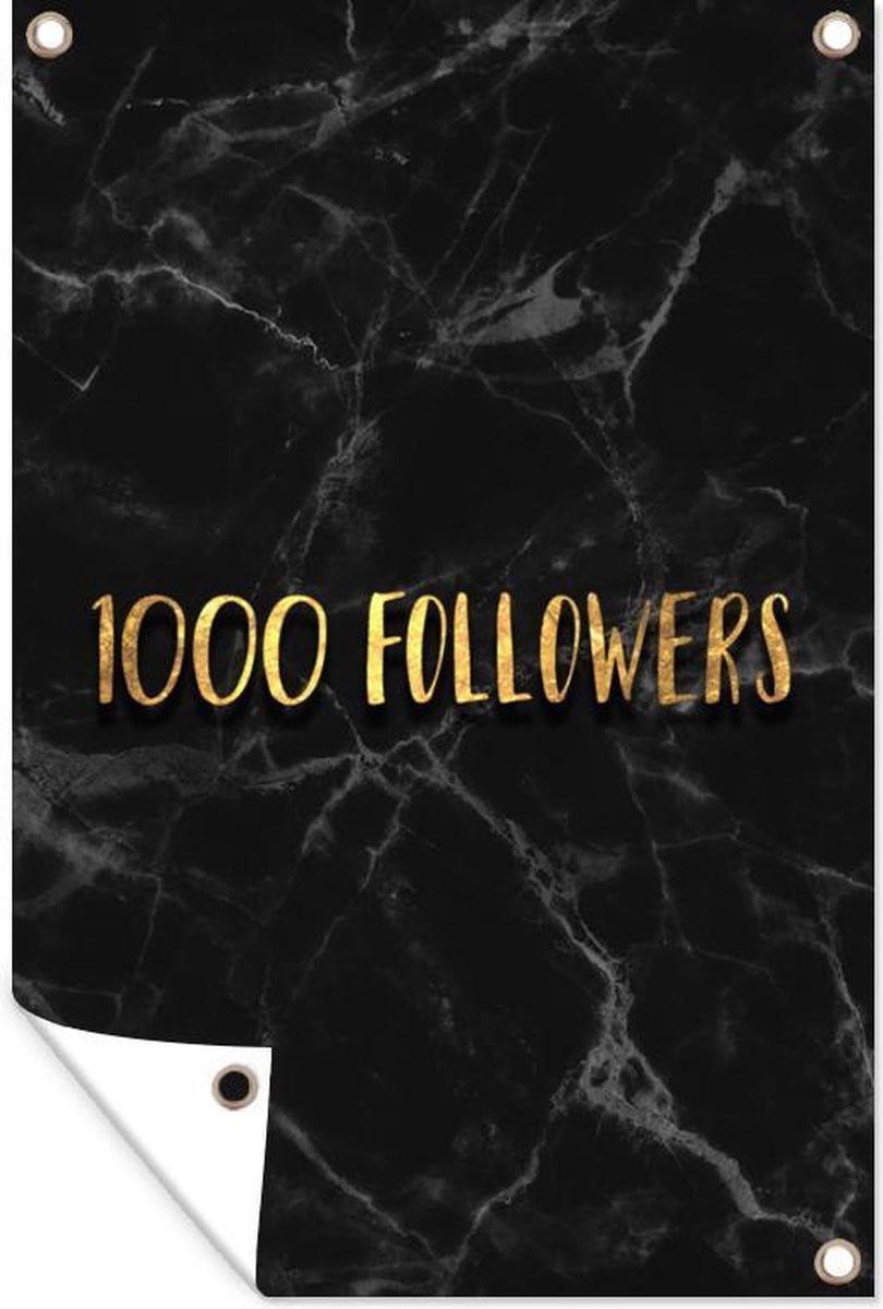 GreatGardenPosters Tuindoek Instagram Social Media Design Goud Marmer B: 60 cm, H: 90 cm